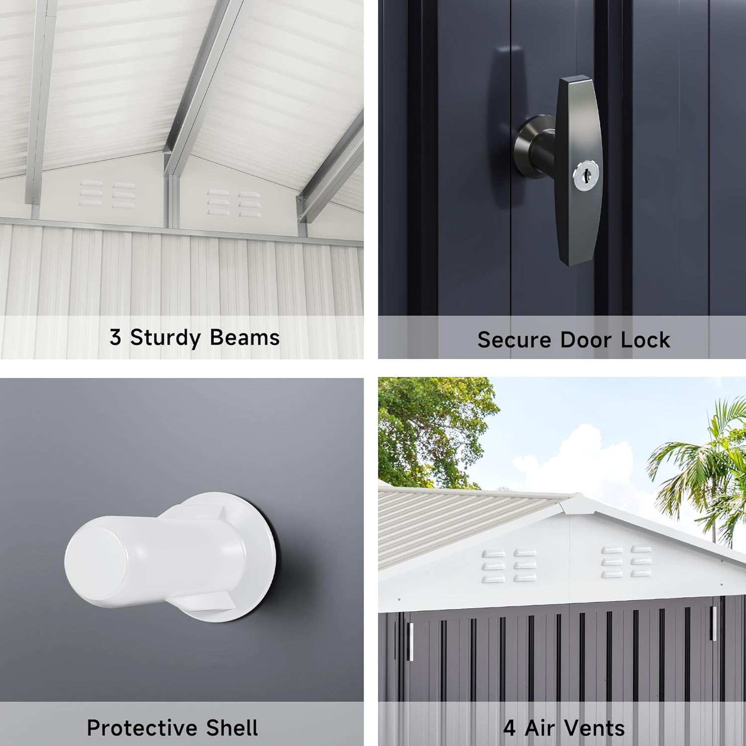 Polar Aurora 6x8 FT Outdoor Storage Shed, Metal Garden Shed with Updated Frame Structure, Tool Sheds for Backyard Garden Patio Lawn White