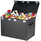 Mayniu Large Toy Box Chest with Lid, Kids Toy Storage Organizer Bins Basket for Living Room, Nursery, Closet, Bedroom, Playroom 25"x13" x16" (Black)