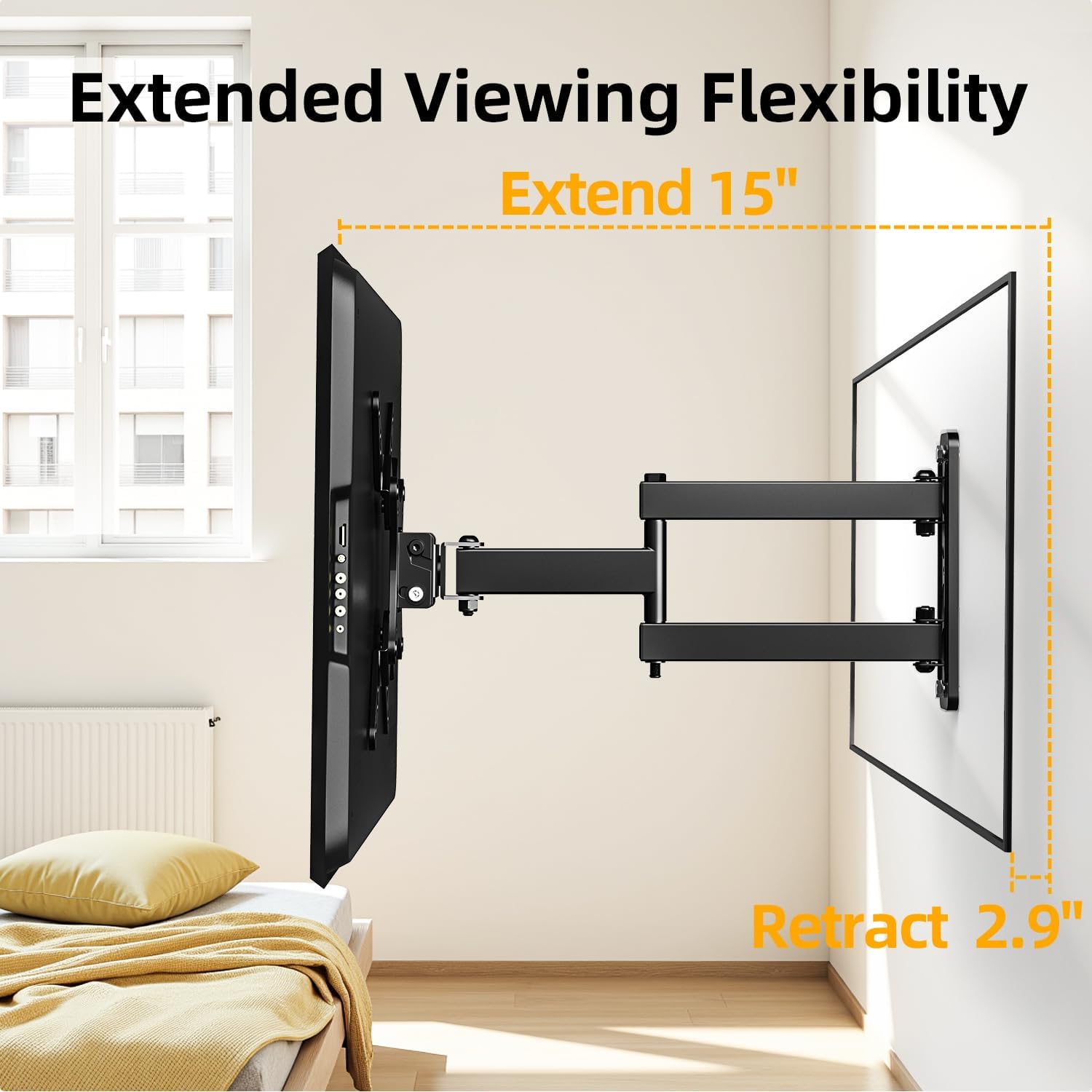 IWORKBOARD 32+ 40 inch Full Motion TV Wall Mount for 13-43" TVs & Monitor, 360° Rotating Small TV Mount Bracket, Articulating Swivel Tilting Extension, Max VESA 200x200mm, Single Studs, 55 lbs