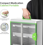 Glosen Medicine Cabinet with Key Wall Mounted Medication Lock Box 【 Green 15x 6.7 x 13 Inch】 Portable Storage Container Big Capacity