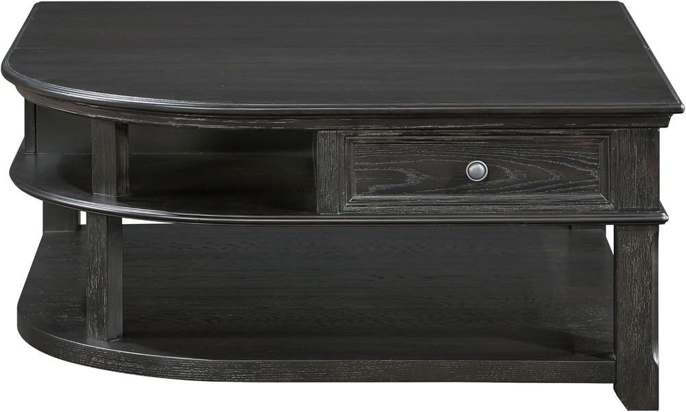 Living Room Coffee Table Storage Drawer Lift Top Open Shelves Charcoal Wooden
