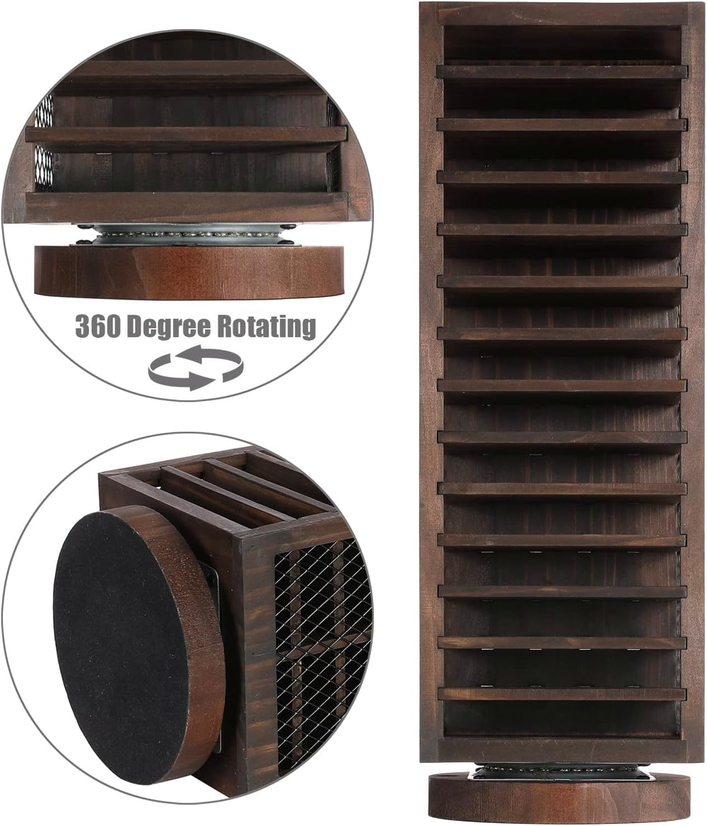 FARM IN Cassette Tape Storage, 360-Degree Rotatable Design Farmhouse Style Ca...