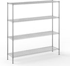18" Deep x 72" Wide x 74" Height Wire Shelving Kit | 4-Tier | NSF Commercial Storage Rack Unit