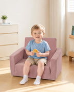 2-in-1 Kids Chair and Couch, Cozy Corduroy Kids Sofa, Pink | Fold-Out Kids Couch, Boys and Girls, Bedroom & Playroom, Reading and Playing, Lightweight, Removable Washable Cover