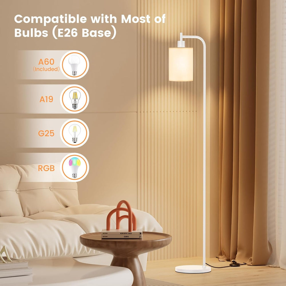 SIBRILLE Floor Lamp with Linen Shade, Dimmable Tall Standing Lamp with Remote...