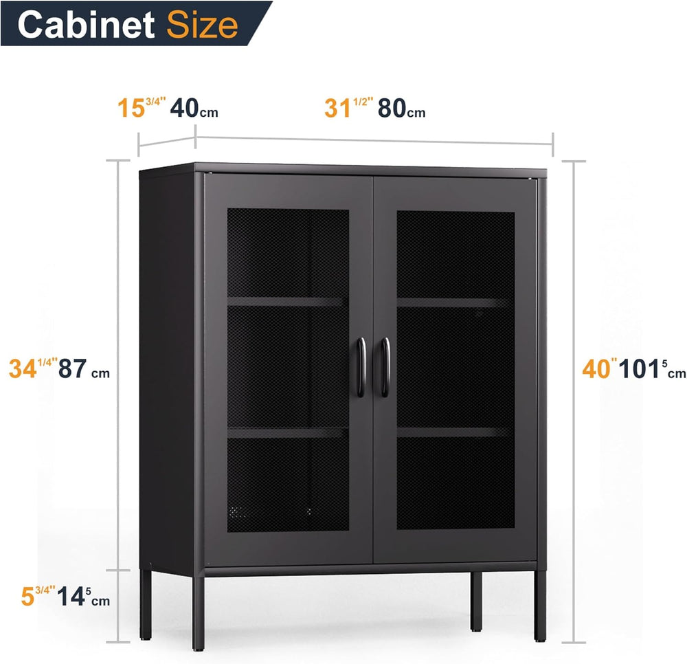 QINPTWUT 40" Industrial Storage Pantry, Kitchen Storage Cabinet with Mes...