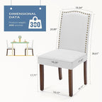 DUMOS Dining Chairs Set of 2, Moden PU Kitchen Table Chairs with Wooden Legs and Padded Seat for Dining Room/Kitchen/Living Room/Restaurant, Light Grey