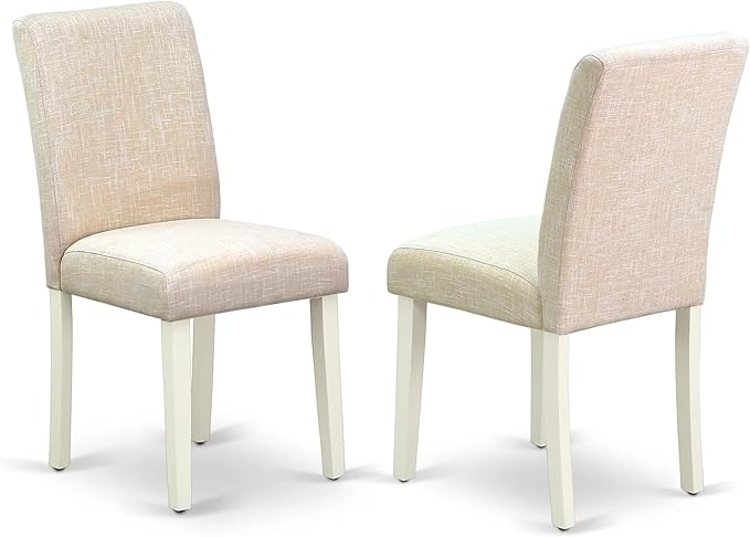 East West Furniture CAAB5-LWH-02 5 Piece Modern Dining Table Set Includes a Rectangle Kitchen Table and 4 Light Beige Linen Fabric Upholstered Chairs, 36x60 Inch, Linen White