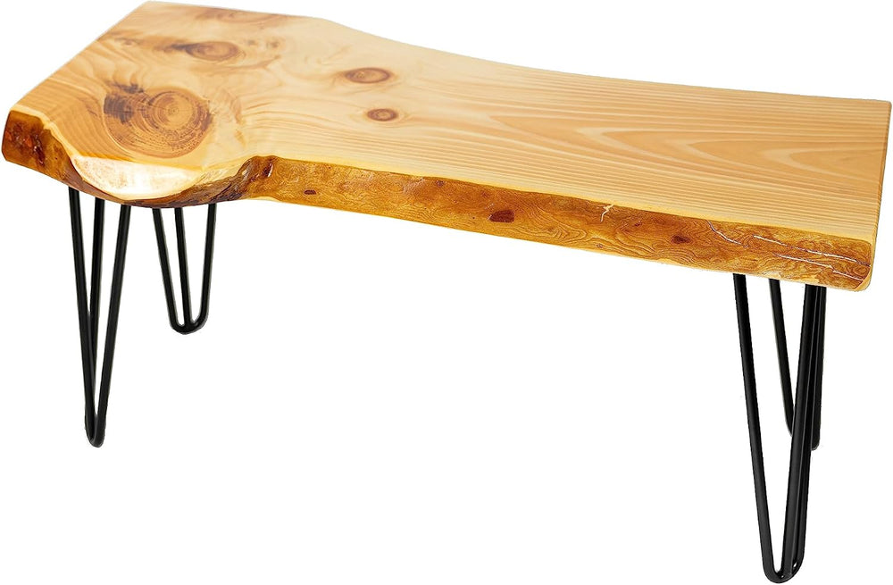 Hairpin Leg Live Edge Slab Bench Modern Sturdy Seating (36”, 3Ft Unfinished, ...
