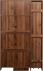 Farmhouse Kitchen Pantry Cabinet with Multi-Functional Pull-Out Shelves - 4 Doors, Multi-Tier Storage, Perfect for Kitchen & Dining Room