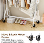 Clothes Clothing Rack, Rolling Heavy Duty Clothes Rack Load 420 LBS With Wheels, Metal Clothes Rack for Hanging Clothes, Portable Standing Clothes Garment Rack, White,48 inches