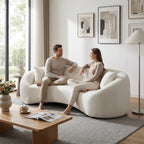 93.31” Modern Curved Sofa,Chenille & Velvet Fabric 3-Seater Couch with Solid Wood Frame,Luxury Cloud Sofa with 2 Throw Pillows,Minimalist Sofas for Living Room,Bedroom,No Assembly Required,White