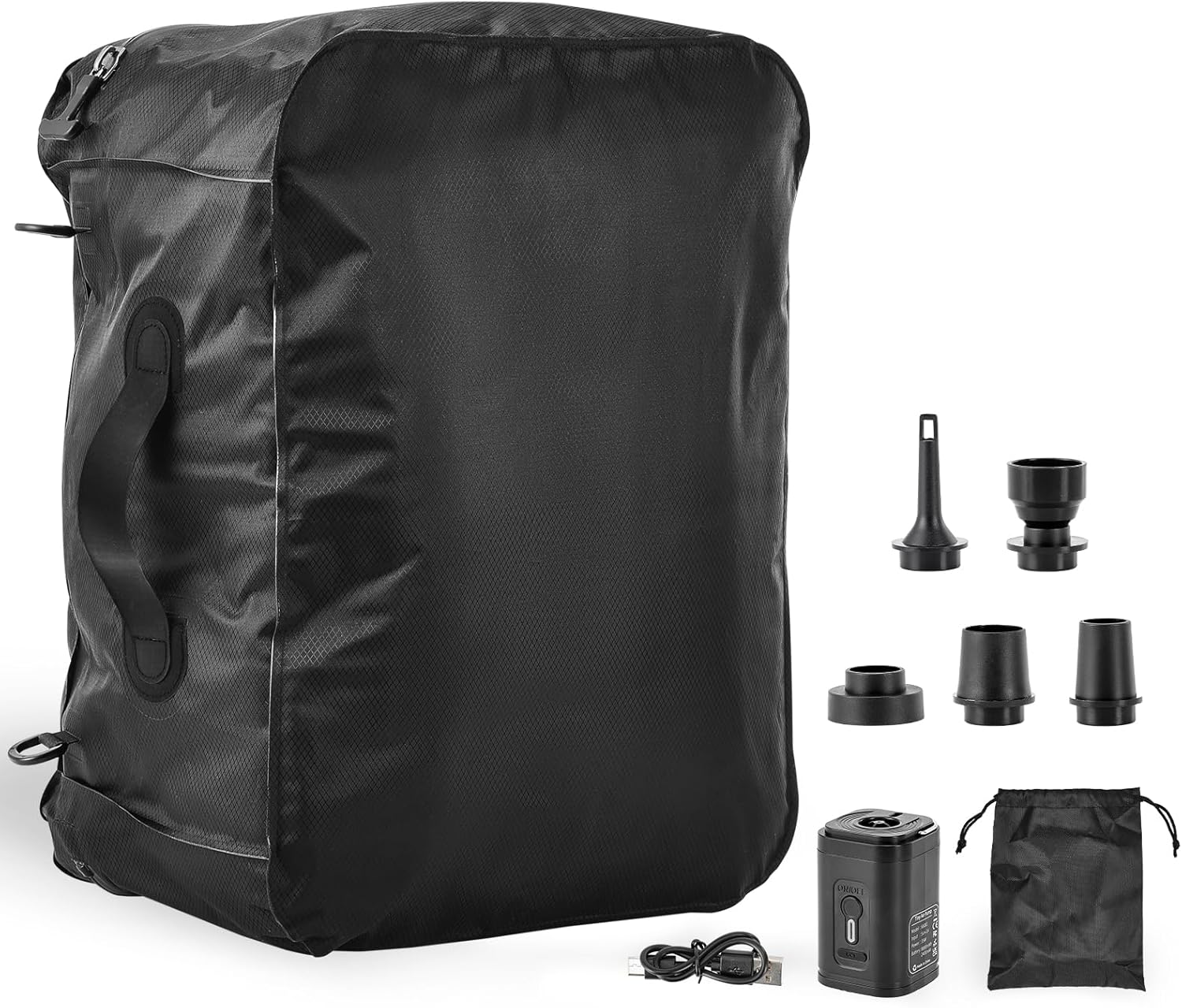 Keaber Travel Vacuum Bag with Pump,Reusable Airless Vacuum Bag for Travel Luggage, Space Saver Vacuum Storage Bags Sealer for Clothing (1-Pack,Black,USB Electric Pump)