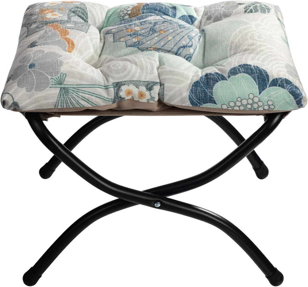HollyHOME 15"(H) Folding Footrest Stool, Upholstered Small Foldable Otto...
