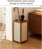 Large Capacity Bamboo and rattan weaving Umbrella Holder Commercial Umbrella Stand Racks with Removable Drip Tray for Home Corridor Entrance(Brown)