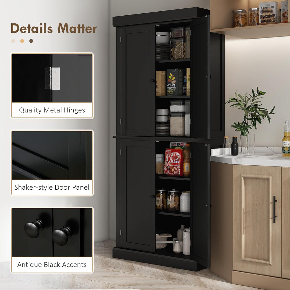 30" D*16" W*72.5" H Freestanding Kitchen Pantry with 4 Adjusta...