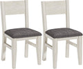 Solid Wood Dining Chairs Set of 2, Farmhouse Kitchen Chairs with Upholstered Cushion, Easy Assembly for Dining Room, Kitchen, Washed Gray