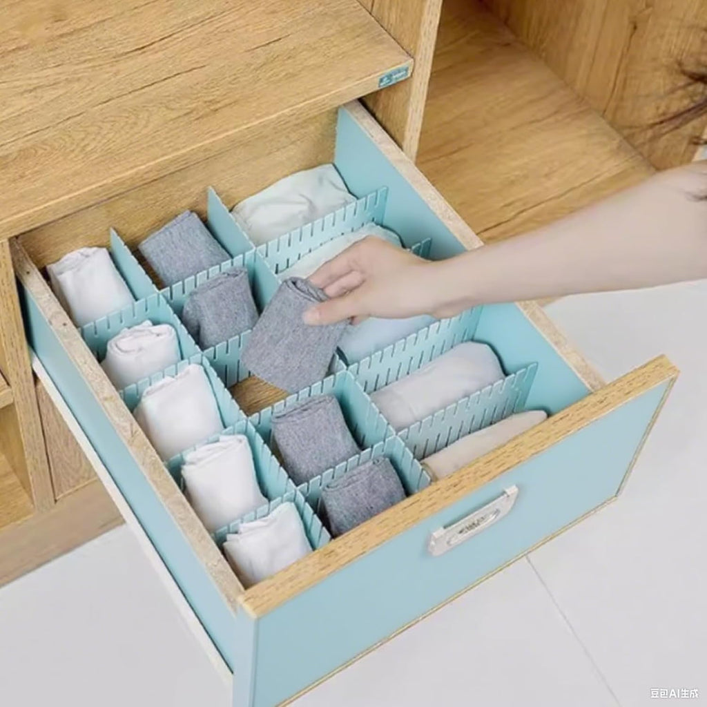 Drawer Storage Partition Board, Sock Compartment Box, Free Combination Plastic Partition Board, Underwear Compartment Partition Blue 20 PCS