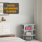 SpaceAid 3 Tier Rotating Shoe Rack Tower, Spinning Shoe Display Lazy Susan, Revolving 360 Shoe Rack Storage Round Carousel, Vertical Handbag Rotate Shoes Closet Organization (3-Tier Gray)