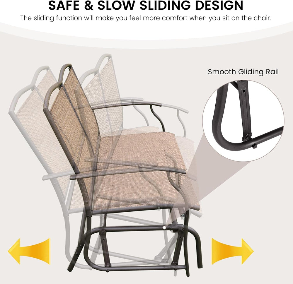 GIANTEX Patio Glider Benches for Outside, Swing Glider Chair w/Steel Frame | ...