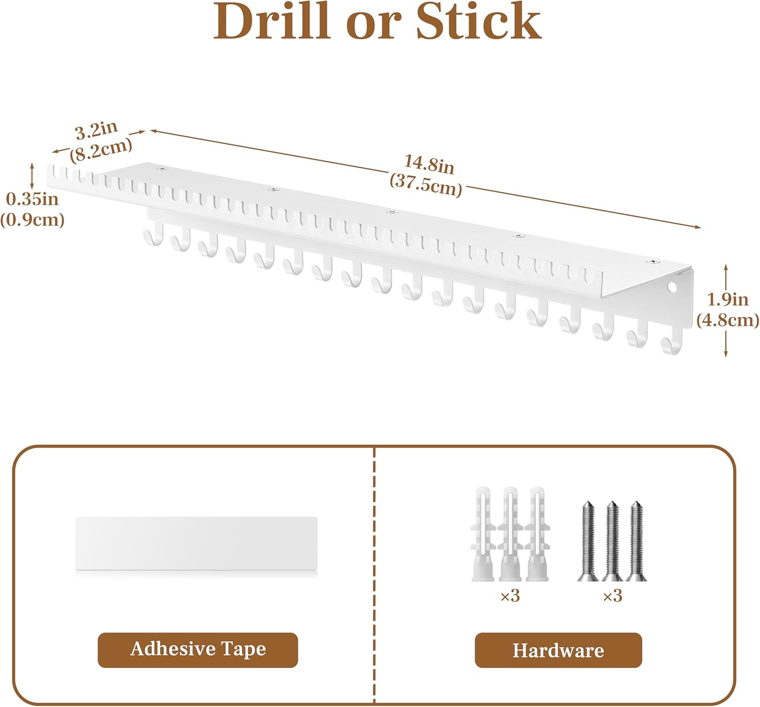 Necklace Holder Wall Hanging Organizer: Wall Mounted Jewelry Shelf with 56 Hooks and Tray, Display Hanger for Kids, Girls and Women, White & Metal