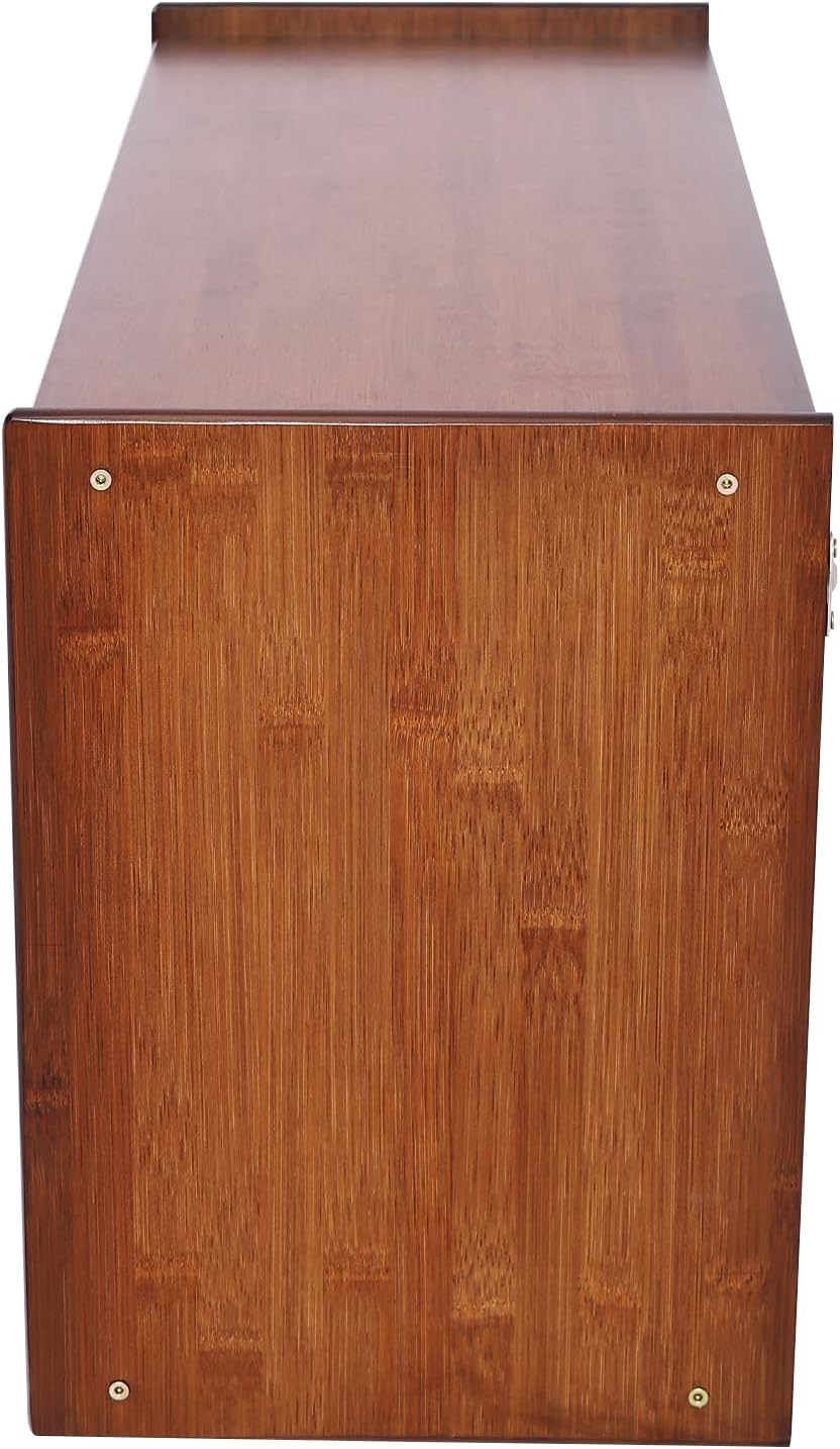 Xuthusman 2 Tier Small Kitchen Pantry Cabinet,30.3in Bamboo Sideboard with Gl...