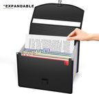 Accordion File Organizer with Handle,13 Pockets Expanding File Folder for Paper/Document/Bill,Portable Filing Box,Visible Window,Quick Search,Expandable Bottom,Large Capacity,A4/Letter Size