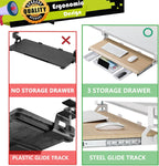 ETHU Keyboard Tray Under Desk, Ergonomic Corner Keyboard Tray with 180° Adjustable C Clamp for L Shape Desk 26.77" X 12.2" Easy to Install, Computer Keyboard Stand for Home and Office(Oak)