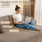 71" Oversized Double Chaise Lounges Indoor, Upholstered Corduroy Oversized Chaise Lounge Chair, Modern Sleeper Loveseat Chair Boneless Cloud Couch for Living Room Bedroom Reading (Camel)