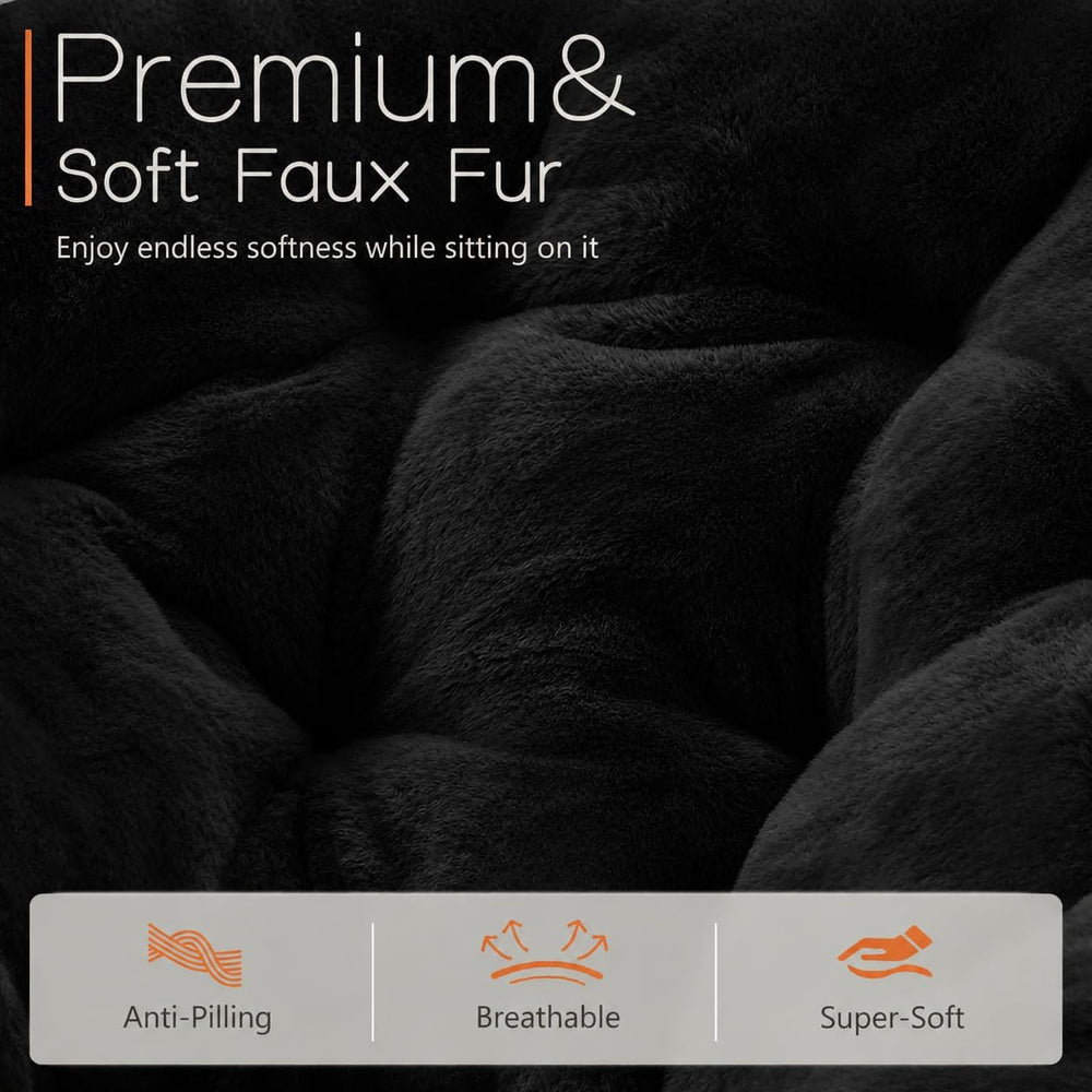 HealSmart Saucer Chair, Comfy Faux Fur Chair for Bedroom, Saucer Chairs for A...