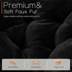 HealSmart Saucer Chair, Comfy Faux Fur Chair for Bedroom, Saucer Chairs for Adults, Teens, Round Shaped Moon Chair with Foldable Metal Frame, Black