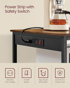 VASAGLE Kitchen Island with 3 Shelves, 39.4 Inches Width Kitchen Shelf with Power Strip, Large Worktop, Stable Steel Structure, Industrial, Easy to Assemble, Rustic Brown and Black UKKI105K01