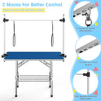 Lyromix 46''Large Dog Grooming Table, Adjustable Cat Drying Desktop with Arms, Nooses, Mesh Tray, Foldable Pet Station at Home, Maximum Capacity Up to 330Lb, 46inch, Blue