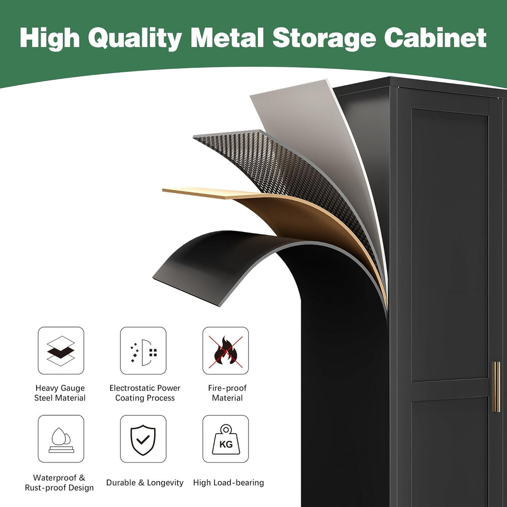 Bevivog Tall Narrow Storage Cabinet, 67" Single Door Metal Storage Locke...