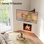 Perlegear Corner TV Wall Mount Long Arm TV Mount Bracket for 37-75 Inch TVs-Full Motion Wall Mount with 32.37” Extension & Swivel Articulating Arm & Tilt, MAX VESA 600x400mm, Holds up to 100 lbs