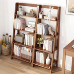 4-Tier Solid Wood Ladder Shelf, Space-Saving Leaning Bookshelf | Modern Multifunctional Storage Shelves for Living Room, Bedroom and Home Office Organization(Natural,44cm/17.3in)