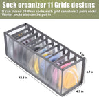 TOOVREN Socks Organizer 2 Pack, sock drawer organizer, sock drawer organizer divider, Cabinet Closet Organizers and Storage, Mesh Foldable Compartment Boxes for Storing Socks, Underwear, Ties, Panties