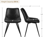 Yaheetech Dining Chairs Set of 2 Modern Upholstered Dining Room Chairs with Faux Leather Seat and Metal Legs for Home, Kitchen, Armless Design, Black