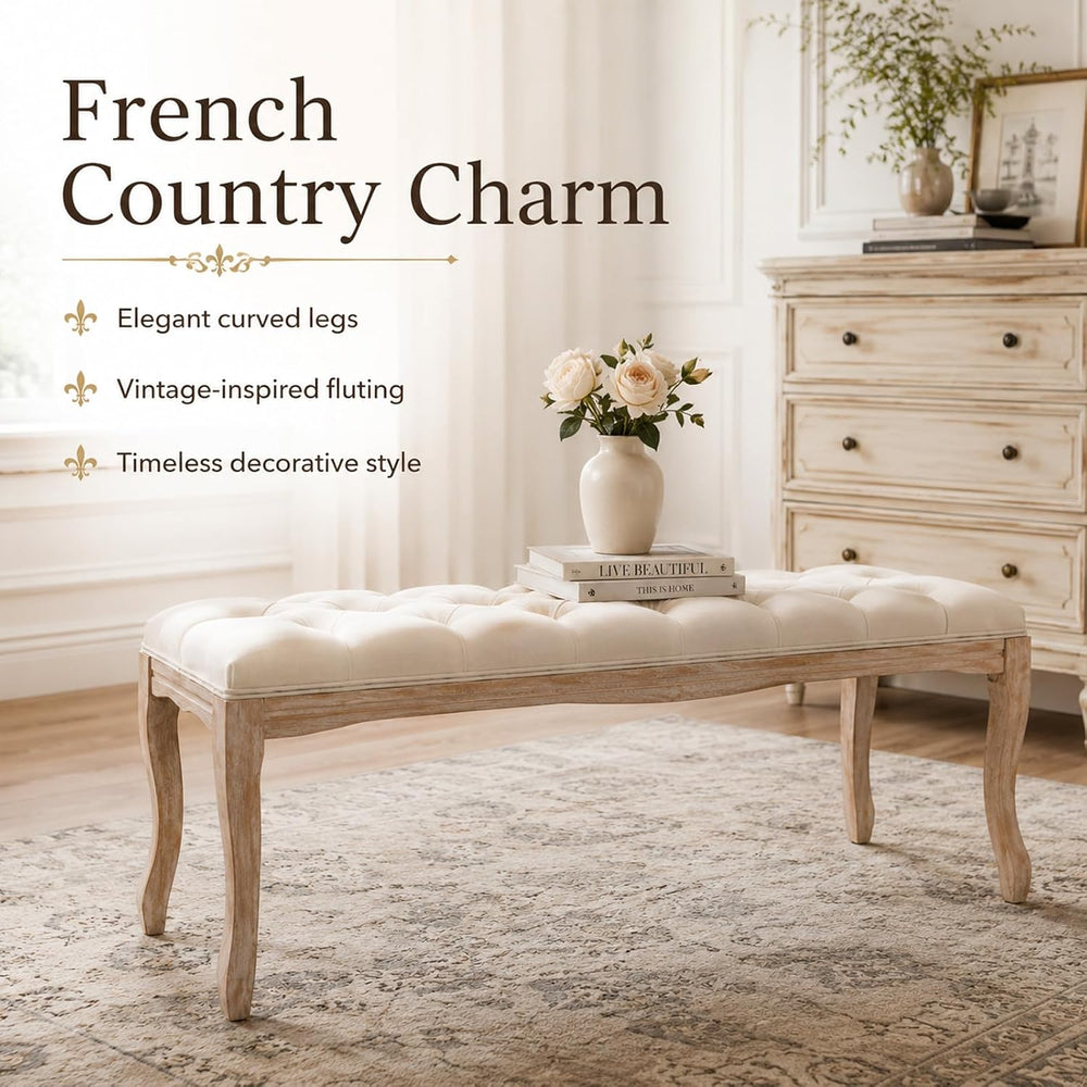 Anwick 43.3" Tufted Upholstered Entryway Bench, End of Bed Bench with Pa...