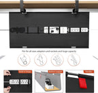 Univivi No Drill Under Desk Cable Management Tray, 36" Cord Organizer for Table, Clamp/Screw Mount Desk Cable Management, Premium Fabric Cable Management Tray for Office, Home