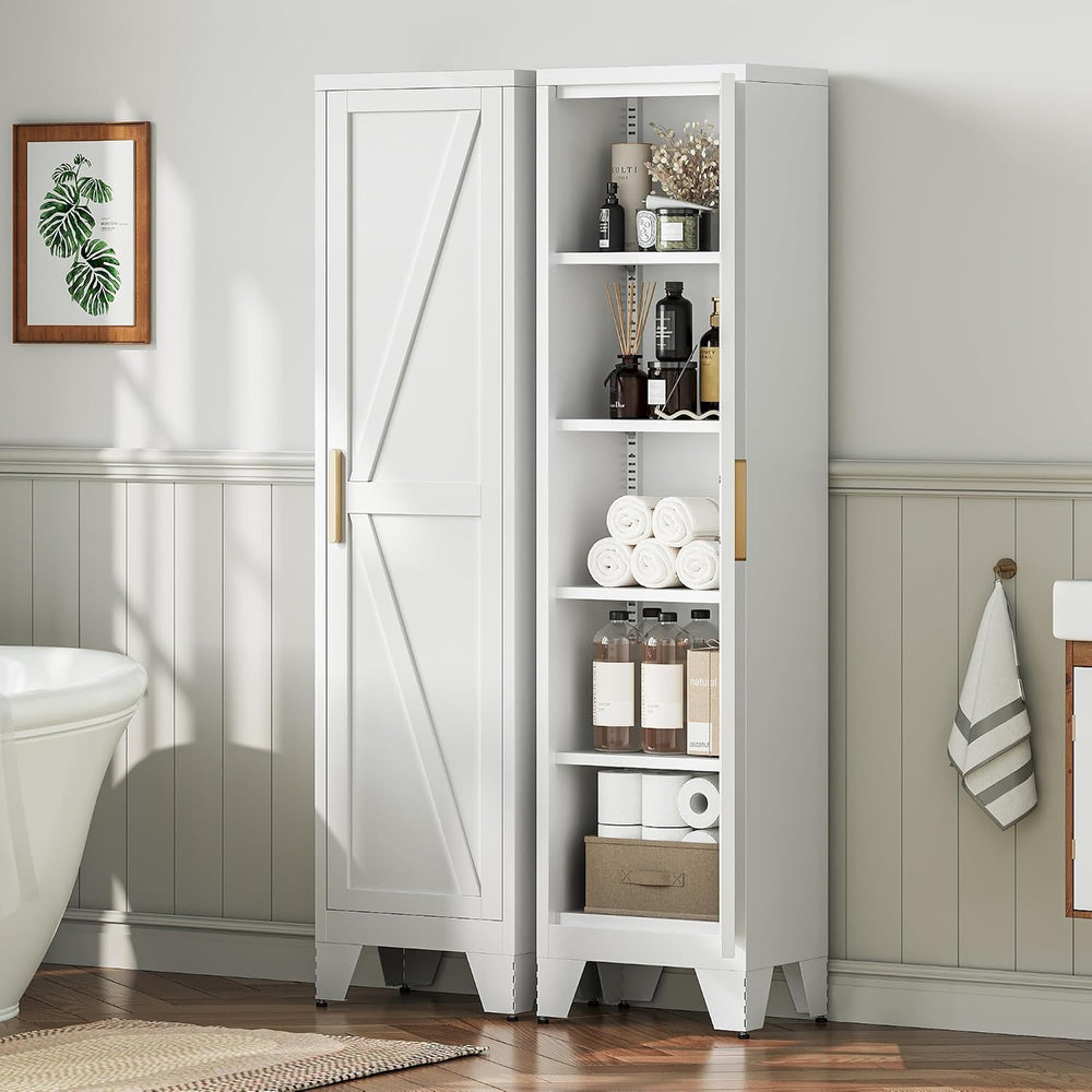 LCAOPC 67" Tall Narrow Bathroom Metal Storage Cabinet with 4 Adjustable ...