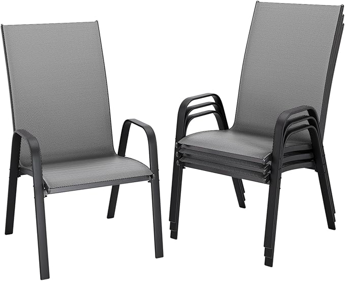 JEAREY Patio Dining Chairs Set of 4, Outdoor Stackable Dining Furniture Set, ...