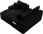 95" L-Shaped Cloud Sectional Couch, Left Facing Modular Compressed Boneless Sectional Sofa with Chaise Lounge, Plush Corduroy Boneless Corner Sofa for Living Room