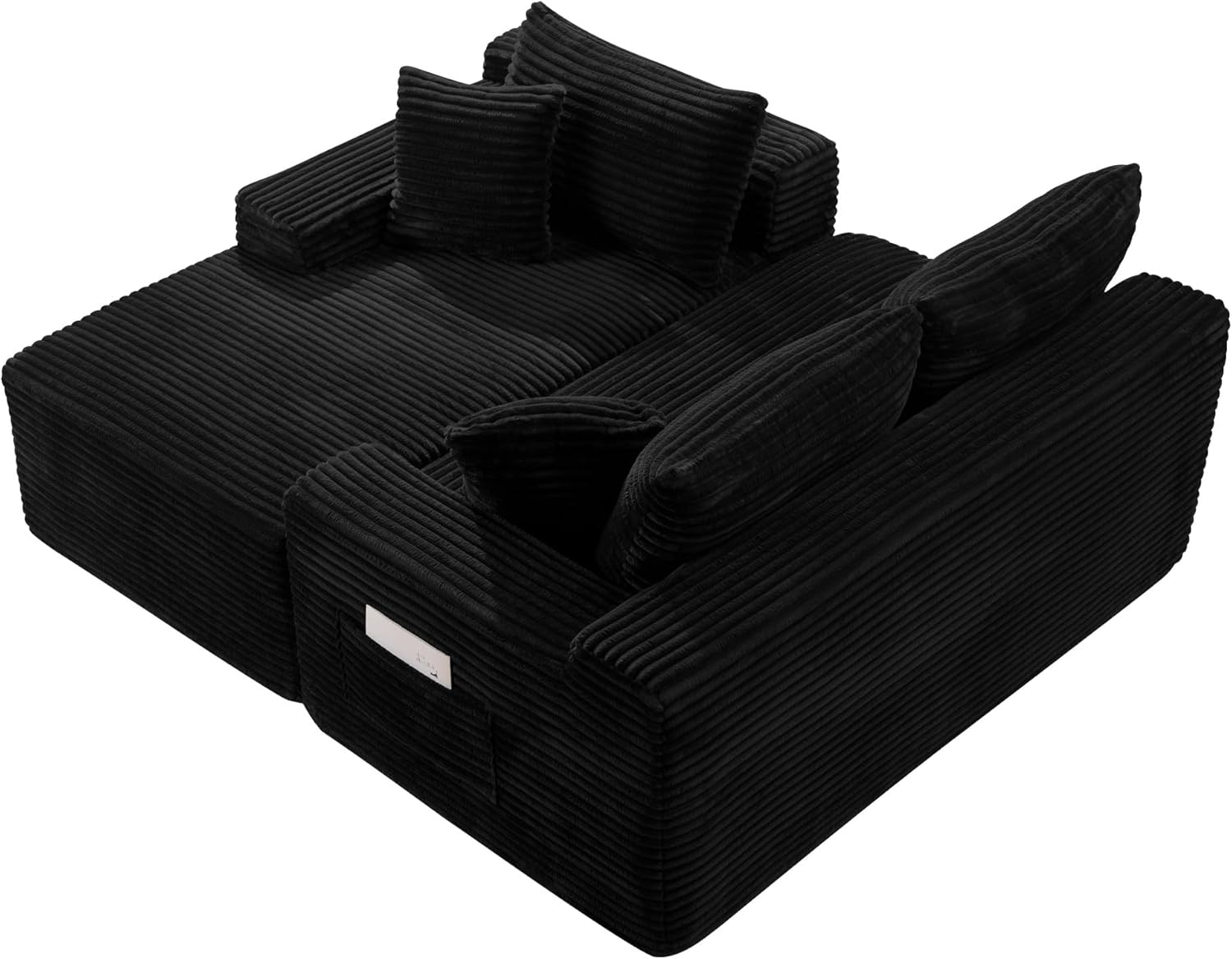 95" L-Shaped Cloud Sectional Couch, Left Facing Modular Compressed Boneless Sectional Sofa with Chaise Lounge, Plush Corduroy Boneless Corner Sofa for Living Room