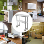 Stainless Steel Table for Prep & Work 30 x 12 Inches with Caster Wheels, NSF Commercial Heavy Duty Table with Undershelf and Galvanized Legs for Garage Restaurant Home and Hotel