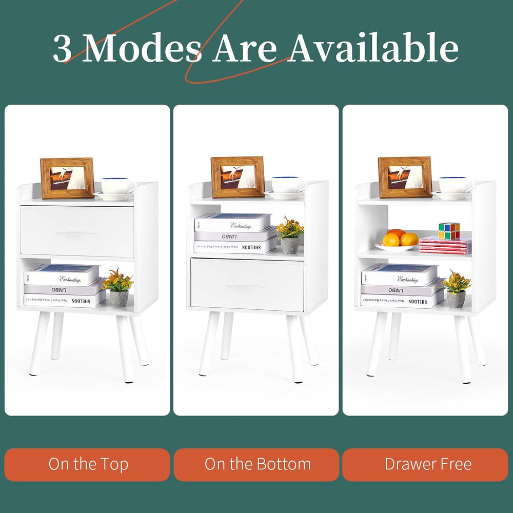 Yoobure Modern Nightstand with Drawer, Bedside Tables, Mid Century Nightstand...