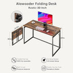 Folding Desk 30 Inch - No Assembly Small Foldable Desk for Small Space Minimalist, Space Saving Collapsible Compact Desks Portable Table for Craft, Writing, Study and Work