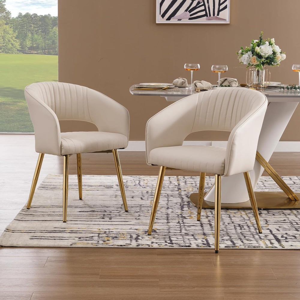 Modern Dining Chairs Set of 2, Upholstered PU Leather Dining Room Chairs with...