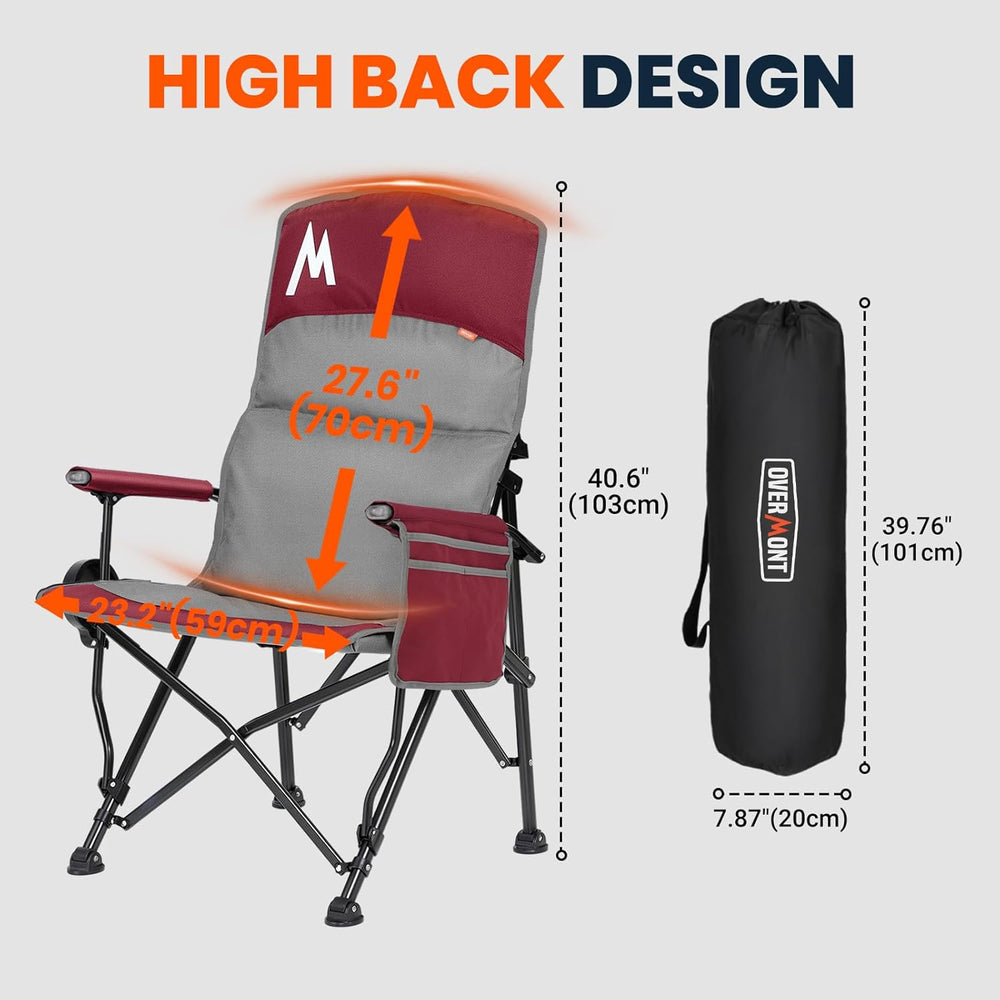 Overmont Camping Chair with Lumbar Support for Adults - Oversized with High B...