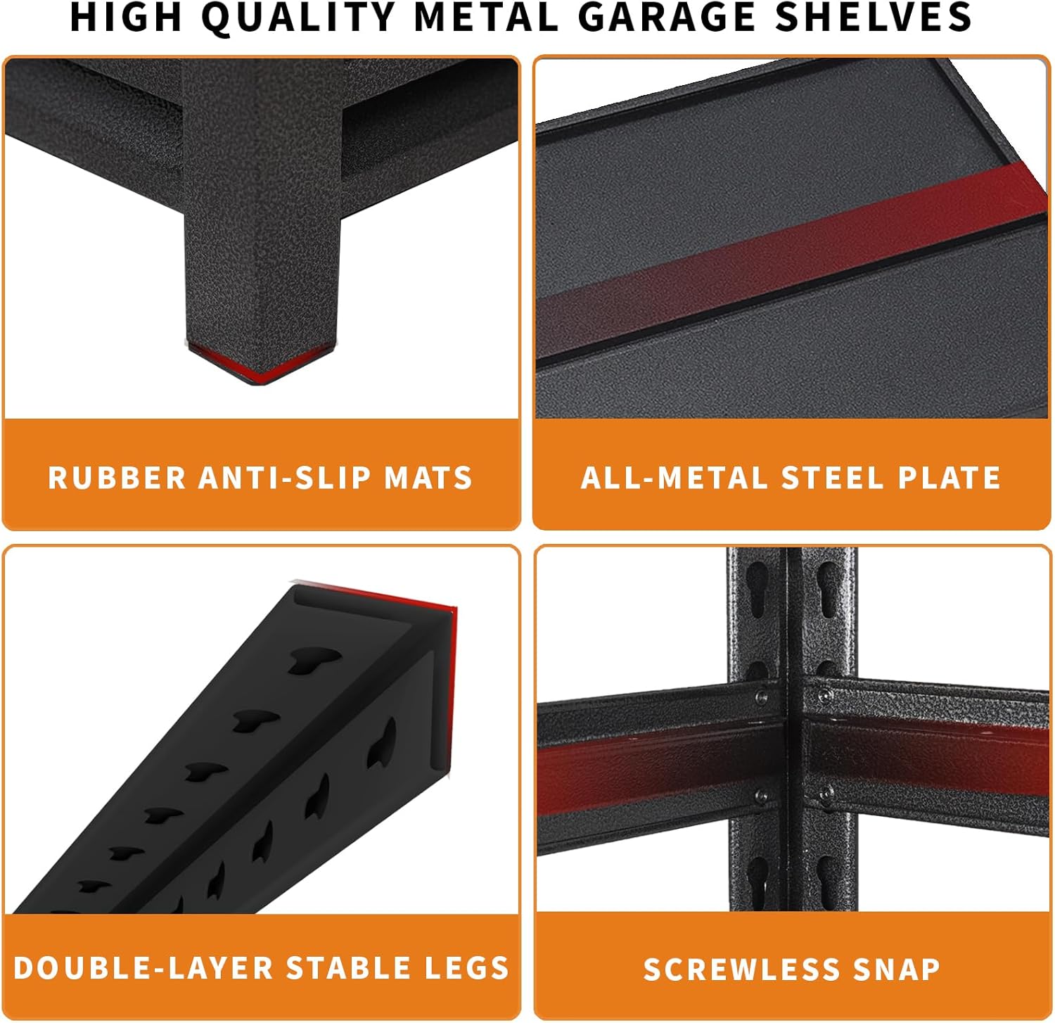 Dyoung 47. 2" W Garage Storage Shelves Adjustable 5 Tier Metal Shelves Heavy Duty 2200LBS Capacity Industrial Shelving Units Rack for Warehouse Basement Garage, Black (19.6" D×47.2" W×72" H)